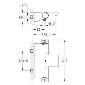 GROHE Grohtherm 2000 New Thermostat-Bad/Duschmischer 1/2" Chrom