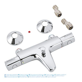 GROHE Grohtherm 800 - Thermostat-Wannenbatterie (inkl. Auslauf mit Applikator, Sicherheitsverschluss bei 38°, mit S-Steckern)
