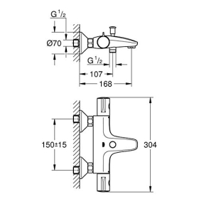 Grohe Grohtherm 800 Thermostat-Bad- & Duscharmatur, Wandmontage