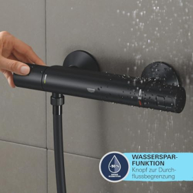 Смеситель для душа GROHE Precision Start – термостат 38°C, функция экономии воды, черный