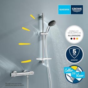 GROHE Precision Feel Duschsystem mit Thermostat und 3 Strahlarten, Chrom