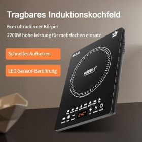 Placa de inducción, placa de inducción eléctrica con múltiples configuraciones, placa de cocina individual ultradelgada portátil de 2200 W con control de sensor de 8 modos para el hogar, viajes, RV (RS1)