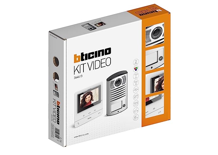 Bticino 364613 - Intercomunicador - 1 pulsador exterior con timbre y cámara + 1 pantalla color blanca de 5" para interior con función manos libres Bticino 364613 - Intercomunicador - 1 pulsador exterior con timbre y cámara + 1 pantalla color blanca de 5" para interior con función manos libres