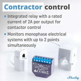 Shelly EM WiFi – Contactor-controlled smart electricity meter, compatible with Alexa and Google Home 