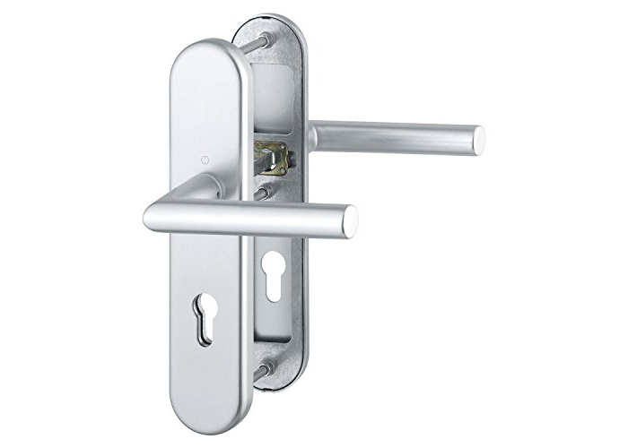 Manilla de puerta Hoppe Amsterdam, 92 mm, color plata, protección RC2, grosor de puerta 67-72 mm Manilla de puerta Hoppe Amsterdam, 92 mm, color plata, protección RC2, grosor de puerta 67-72 mm