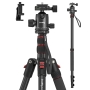 SmallRig CT-10 Camera Tripod, 71" Foldable Aluminum Tripod and Monopod, Detachable 360° Ball Head, 33lbs Payload, Adjustable Height from 16" to 71" for Camera