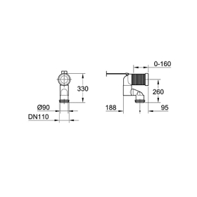 GROHE 39551000 - WC-Umlenkbogen, verstellbare Länge 200-250 mm, 5 Jahre Garantie