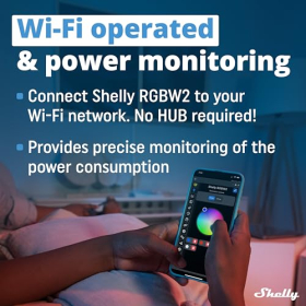Shelly RGBW2 - Релейный WiFi-контроллер для светодиодных лент RGBW с регулировкой яркости, совместимый с Alexa и Google Home