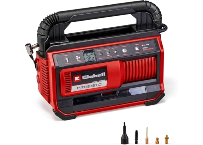 Гибридный компрессор Einhell Pressito – 18 В, с возможностью работы от сети или аккумулятора Гибридный компрессор Einhell Pressito – 18 В, с возможностью работы от сети или аккумулятора