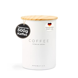 AROMATIXX Герметична банка для кави з нержавіючої сталі 500 г з дерев'яною кришкою, контейнер для кавових зерен
