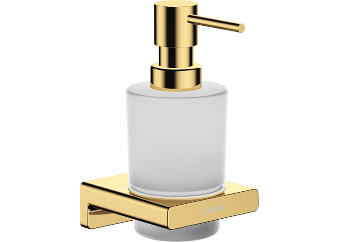 AddStoris wall-mounted soap dispenser by hansgrohe, polished gold finish AddStoris wall-mounted soap dispenser by hansgrohe, polished gold finish