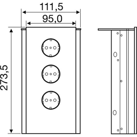 WIPO Power Corner G 41910102200, 3 розетки Schuko, нержавіюча сталь/біле скло