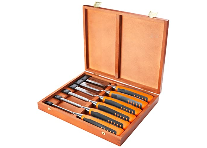 Bahco 6-piece chisel set in wooden box, colored Bahco 6-piece chisel set in wooden box, colored