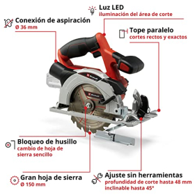 Sierra circular inalámbrica Einhell TE-CS 18/150 Li-Solo Power X-Change