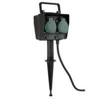 Unitec garden socket with ground spike, 4-way, 1.5 m cable