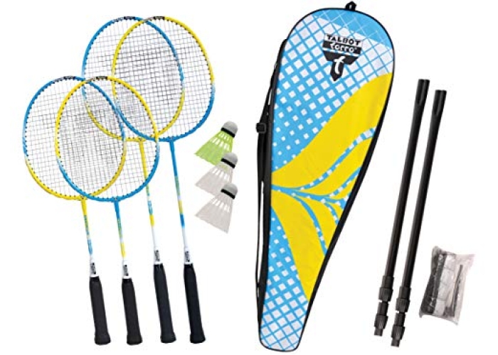 Talbot-Torro Family Badmintonset, komplettes Set mit 2 Juniorschlägern 53cm, 2 Standardschlägern, 3 Federbällen Talbot-Torro Family Badmintonset, komplettes Set mit 2 Juniorschlägern 53cm, 2 Standardschlägern, 3 Federbällen