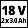 Стартовый комплект Einhell: 2 аккумулятора 3,0 Ач и зарядное устройство Twincharger Power X-Change – 18 В, время зарядки 60 минут