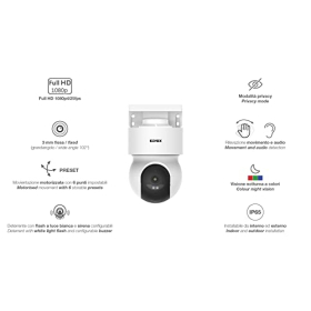 Vimar WiFi Outdoor Camera, Full HD, App Control, SD Card up to 128GB