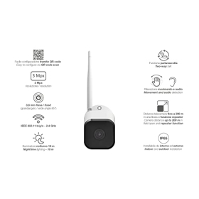 VIMAR 46242.036C WiFi Bullet Camera 3MP, Day & Night, 85° View, IP65, IR 10m