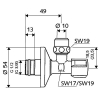 Schell Comfort 049170699 Angle valve 1/2 inch with handle, self-sealing, chrome