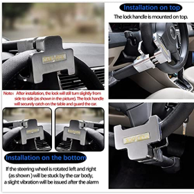 Bloqueo de volante Poweka con alarma de 130 dB para coches, dispositivo antirrobo con destornillador y guantes.