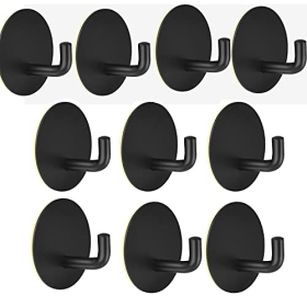 Mikihat: Set of 10 self-adhesive towel and coat hooks made of stainless steel