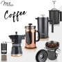 Milu manual coffee grinder, 6-stage grinding, with spoon and brush (black)