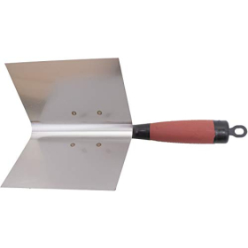 Llana de esquina exterior Marshalltown DuraSoft, acero inoxidable, 127x89 mm, mango ergonómico, roja