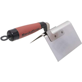 Llana de esquina exterior Marshalltown DuraSoft, acero inoxidable, 127x89 mm, mango ergonómico, roja