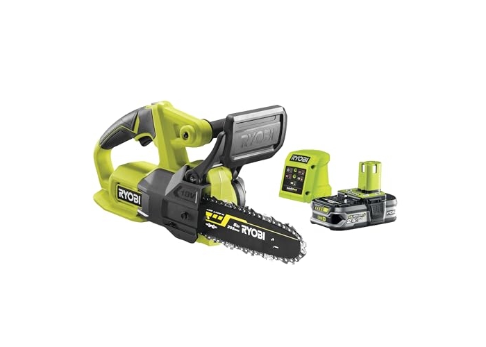 RYOBI – Compact Electric Chainsaw 18 V ONE+ 20 cm – Tool for pruning small trees – Side chain tensioner RYOBI – Compact Electric Chainsaw 18 V ONE+ 20 cm – Tool for pruning small trees – Side chain tensioner