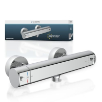 SCHÜTTE Vita 52425 thermostatic shower mixer, 38°C overheating protection, extra flat