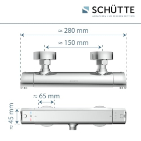SCHÜTTE Vita 52425 Thermostat-Duschmischer, 38°C Überhitzungsschutz, Extra flach