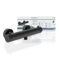SCHÜTTE LONDON 52466 - Shower thermostat with scalding protection at 38 ℃, shower thermostat, matt black 