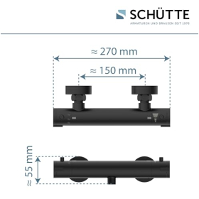 SCHÜTTE LONDON 52466 - Термостат для душу із захистом від опіків при 38 ℃, термостат для душу, матовий чорний 