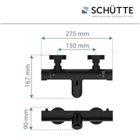 Schütte 52476 LONDON – Thermostatic bathroom faucet, anti-scald protection, matt black