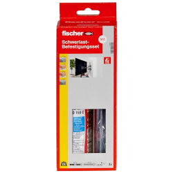 Juego de fijación reforzada Fischer 150 C con varilla de anclaje M8 para hormigón y mampostería.