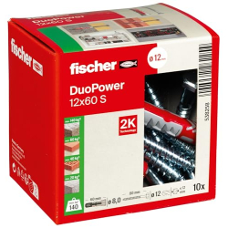 Універсальні дюбелі та шурупи fischer DUOPOWER 12x60 S, 10 штук, для бетону та цегляної кладки