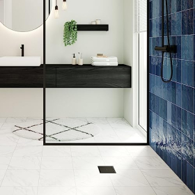 hansgrohe RainDrain Point shower drain set, 15 x 15 cm, tileable, matt black
