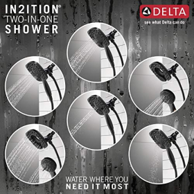 Duschsystem Delta In2ition 2-in-1 – Handbrause & Kopfbrause, Abnehmbar, Matt Schwarz