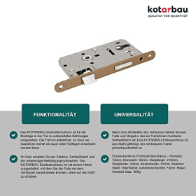 Cerradura de embutir KOTARBAU 72 x 50 mm con cilindro de palanca para puerta derecha e izquierda, marco de madera/metal