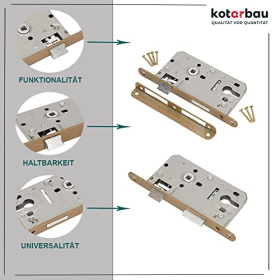 Cerradura de embutir KOTARBAU 72 x 50 mm con cilindro de palanca para puerta derecha e izquierda, marco de madera/metal