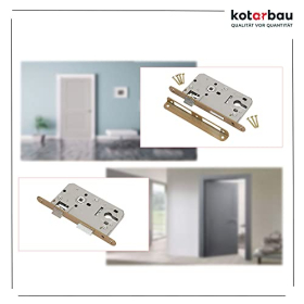 Cerradura de embutir KOTARBAU 72 x 50 mm con cilindro de palanca para puerta derecha e izquierda, marco de madera/metal