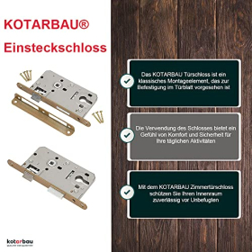 Cerradura de embutir KOTARBAU 72 x 50 mm con cilindro de palanca para puerta derecha e izquierda, marco de madera/metal