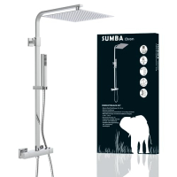Sistema de ducha SCHÜTTE 60049 SUMBA: Ducha de lluvia con termostato y soporte de pared