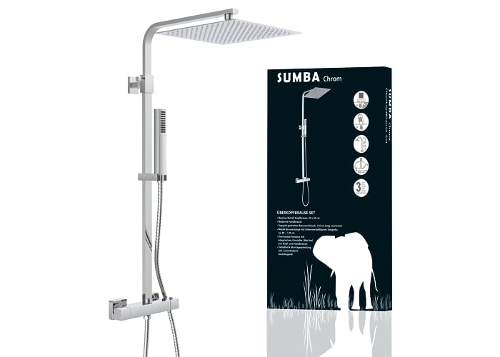 Duschsystem SCHÜTTE 60049 SUMBA: Regendusche mit Thermostat und Wandhalterung Duschsystem SCHÜTTE 60049 SUMBA: Regendusche mit Thermostat und Wandhalterung