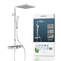 SCHÜTTE Ocean 60531 Duschsystem mit Thermostat und Glasablage, chrom/anthrazit