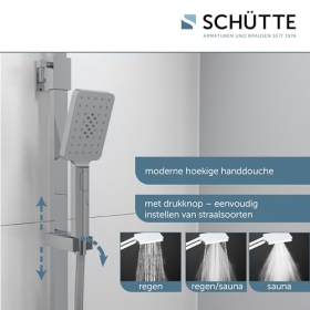 SCHÜTTE Ocean 60531 shower system with thermostat and glass shelf, chrome/anthracite
