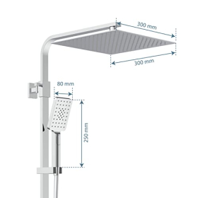 SCHÜTTE Ocean 60531 shower system with thermostat and glass shelf, chrome/anthracite