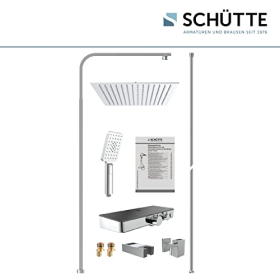 SCHÜTTE Ocean 60531 shower system with thermostat and glass shelf, chrome/anthracite
