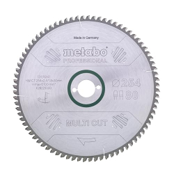 Metabo 628223000 - Пильний диск HW/CT 254 мм, 80 зубців, нахил 5°